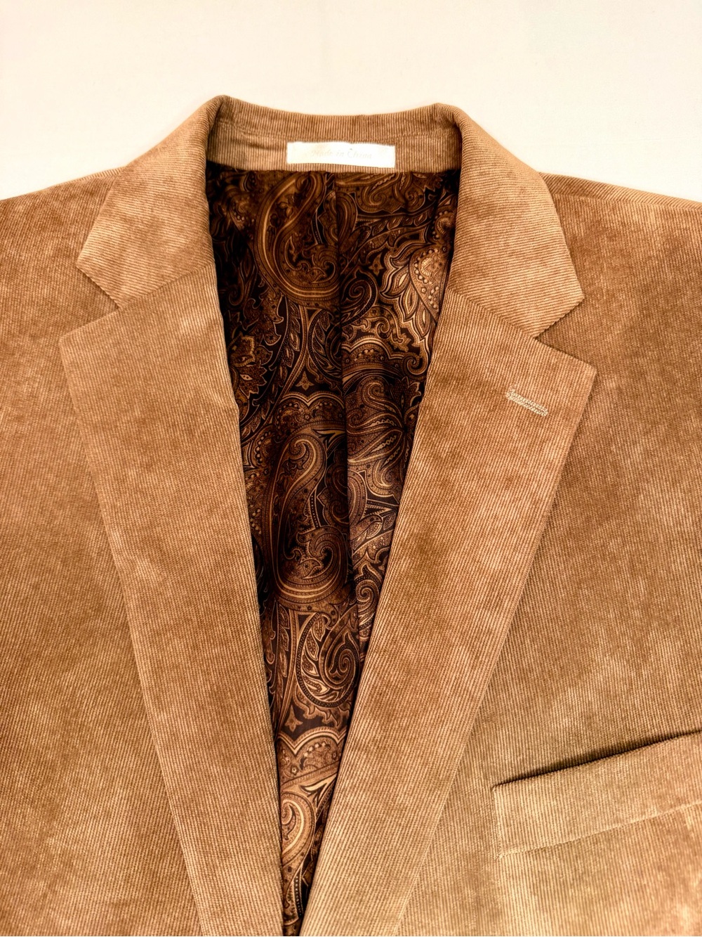 Chaps Blazer Men's 50R Tan/Beige Corduroy 2 Button Sport Coat Jacket Suede-like - Picture 3 of 15